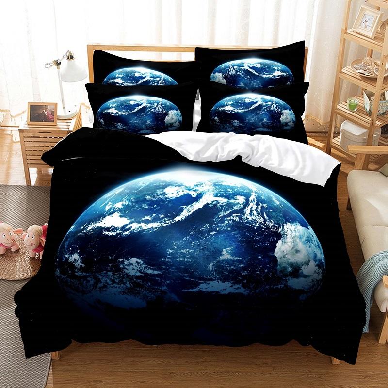 Planet Bedding Earth Duvet Cover Set 3D Digital Printing Bed Linen Fashion Polyester Comforter Cover Bedding Sets King Full Size