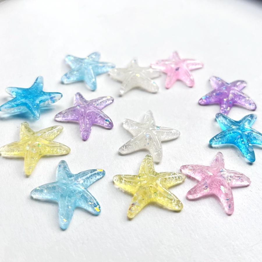 10 шт., красивые разноцветные блестки неправильной формы, разноцветные украшения в виде морской звезды, декоративный альбом для вырезок, аксессуары для волос своими руками, смола