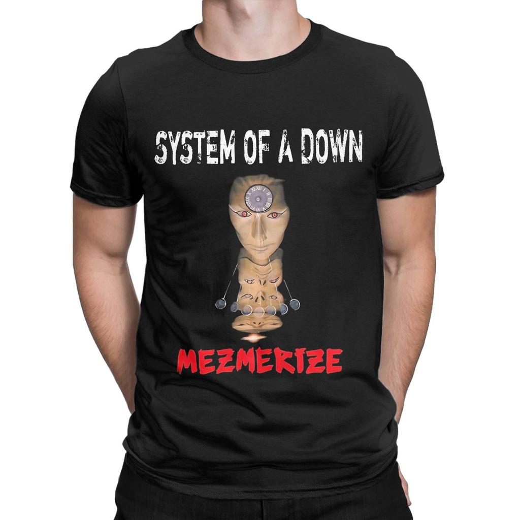 System of a Down Футболки для мужчин Музыка Винтаж Чистый хлопок Футболки Круглый вырез Короткий рукав Футболка Одежда больших размеров