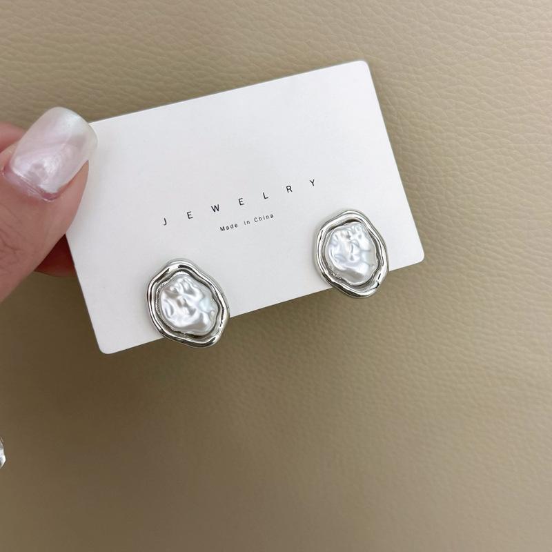 Элегантные геометрические индивидуальные серьги с жемчугом и металлом для женщин, ювелирные изделия золотого, серебряного цвета