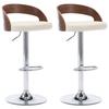 VidaXL Bar Stools Set of 2 Cream Faux Leather and Bentwood 283145