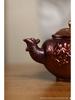 Yixing Artisan Handmade Jinbei Red Stoneware Floral Teapot with Secret Pattern