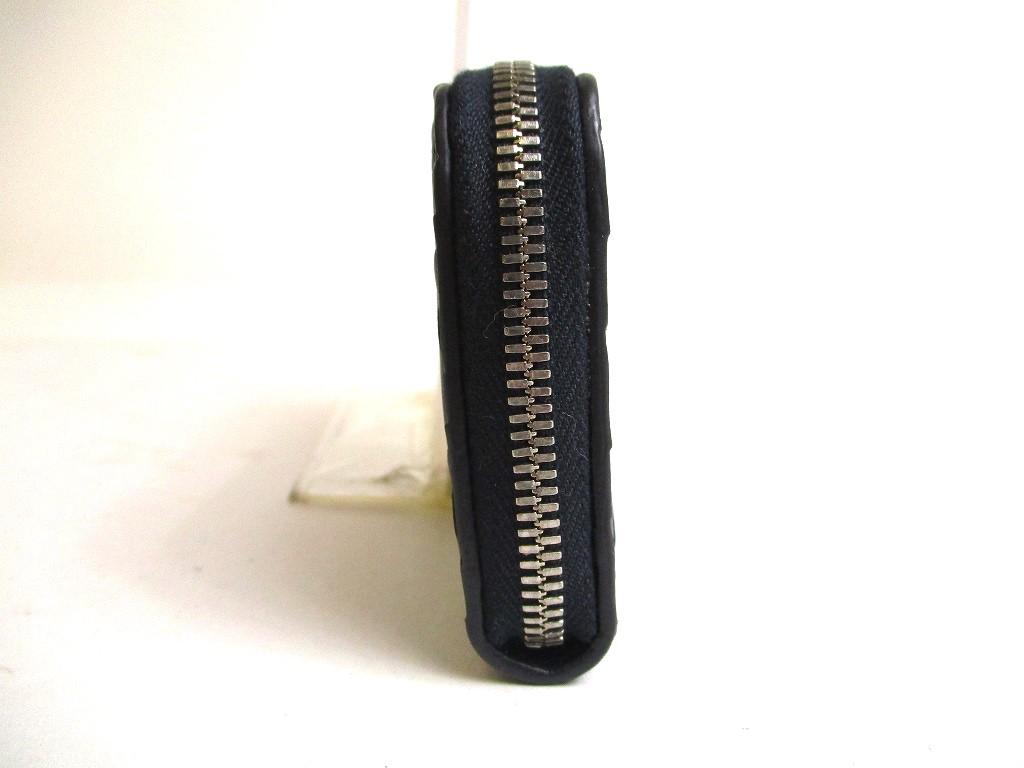 Подлинный кошелек для карточек BOTTEGA VENETA Intrecciato из черной кожи на молнии #a462, восстановленный