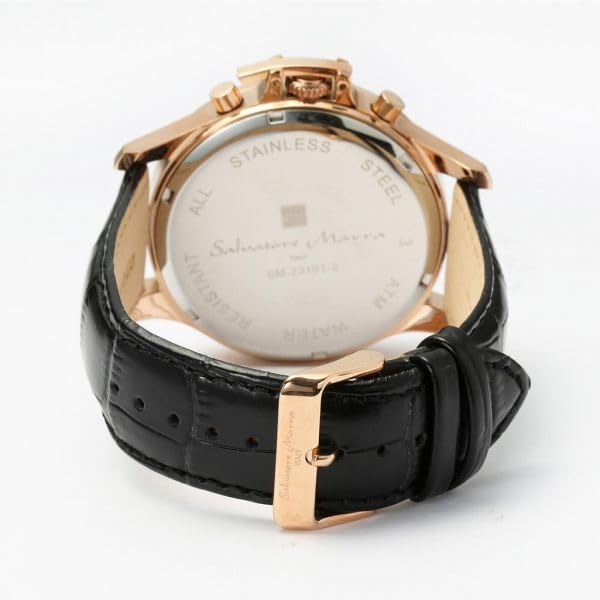 Оригинальные часы Salvatore Marra Salvatore Mara Daily Водонепроницаемые с индикацией даты и дня, кожаный ремень PGBK SM23101-PGBK
