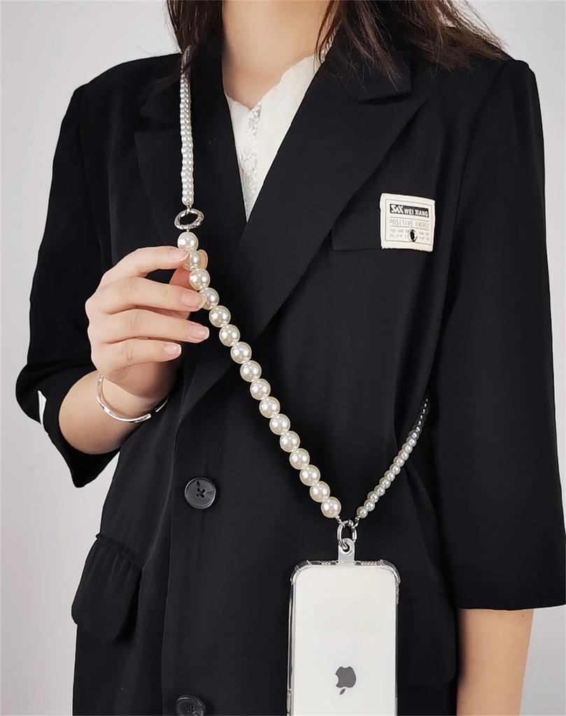 Korean Mobile Phone Corssbody Lanyard Pearl Bracelets Chain For iPhone 14 15 pro max Samsung Flip 4 S21 s22 S23 Ultra