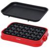 IRIS OHYAMA Takoyaki Maker Detachable 2WAY (Takoyaki Plate 24 Holes Flat Plate) Red PHP-24W-R