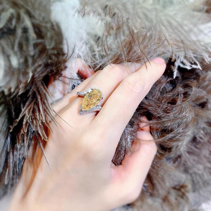 Эксклюзивный Лабораторно выращенный Желтый Алмаз Позолоченное 18K Золотом Элегантное Регулируемое Кольцо для Женщин