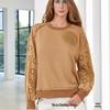 Solid Color Crochet Patchwork Long Sleeve Hoodie