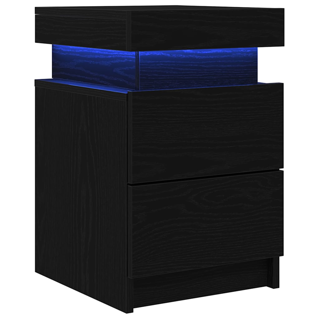 Nightstand Set of 2 Black Oak Effect 35 x 39 x 55 cm