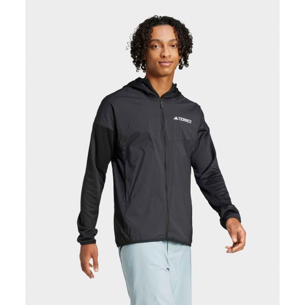 Adidas Terrex Logo Hooded Zip Long Sleeve Slim Jacket Men Jackets Black JF1227