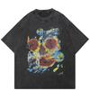 Streetwear Graffiti Art Graphic T-Shirt Cotton Washed Black Tshirt Unisex Oversized Short Sleeves T Shirt