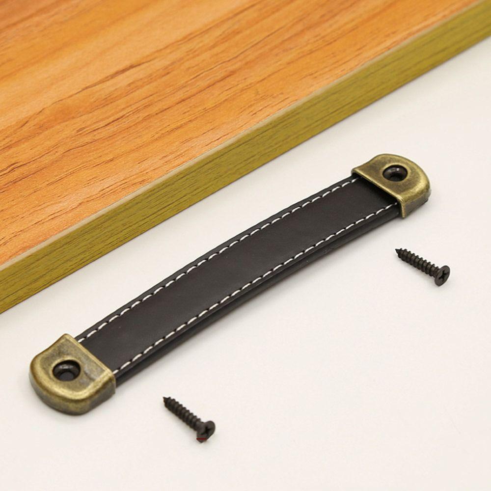 Цинк Цинковый сплав Ручка для ящика с винтами Мебельные ручки Винтажная кожаная ручка Шкаф