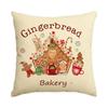 1/4Pcs Khaki Christmas Pillowcases, Candy Gingerbread Bakery Design Cushion Covers, Winter Holiday Home Decorations