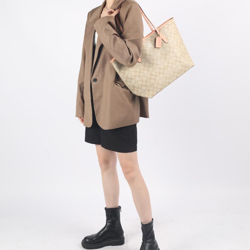Coach City 33 Classic Monogram Print Large Capacity Tote Bag Women Tote Bags Khaki 5696-IMTYF