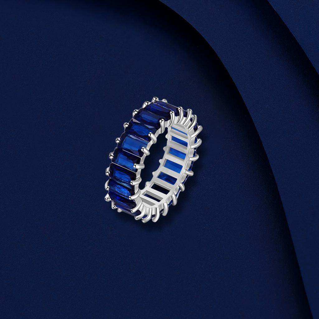 Fashion Rectangular Ring Hip-hop Colored Cubic Zirconia Universal Ring For Men And Women