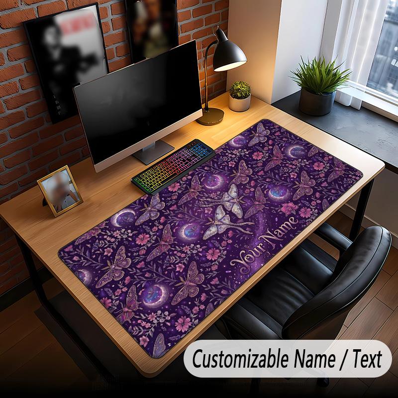 Rose Floral Theme Custom Mouse Pad Personalized With Name Text Customized Desk Mat For Office Home Decor