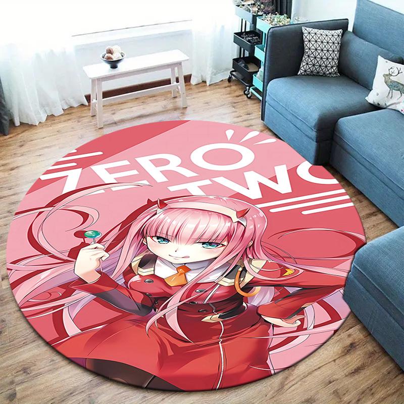 Franxx Round Area Rug Carpet Rug For Living Room Bedroom Sofa Playroom Decor Nonslip Floor Mat