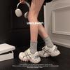 "Lovanson" West Coast~ Leather Mesh Sneakers Women's Summer Platform Shoes Little White Casual Daddy Shoes Women's