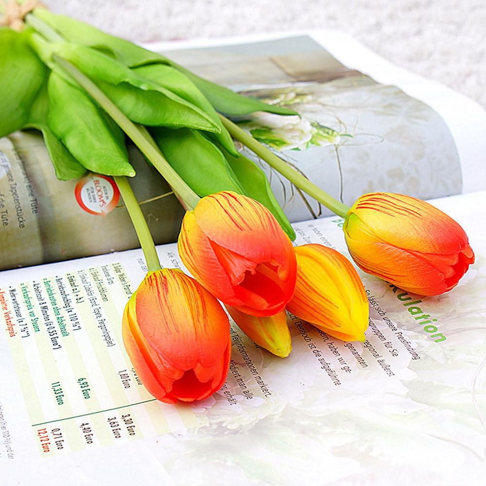 Ручные цветы Флорес Имитация Букет цветов Искусственные Тюльпаны Цветок Украшение для дома Искусственный цветок