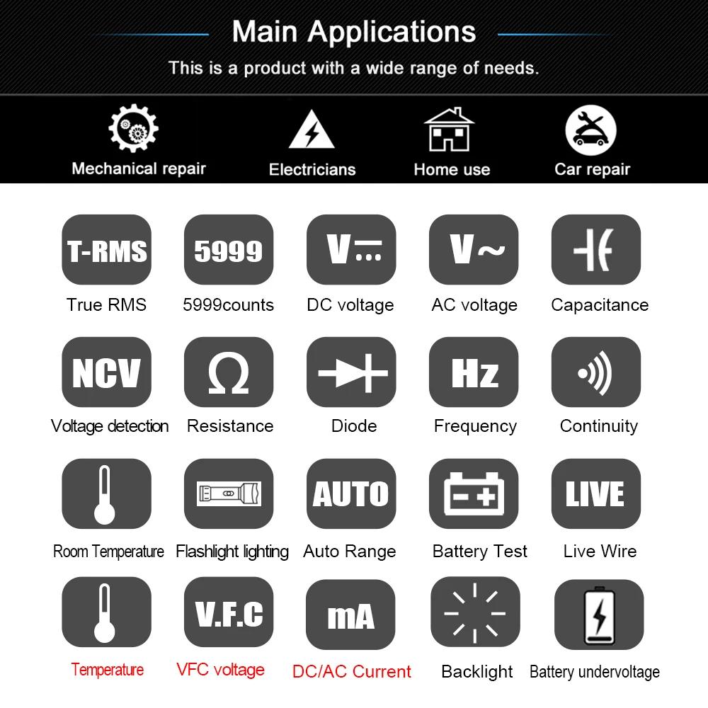 BSIDE A5 или A5X Высокоточный мультиметр Интеллектуальная цифровая электрическая ручка Полная функциональность Автоматический диапазон Ток 1 комплект