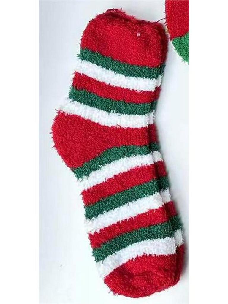 Женские носки кораллового бархата — уютный рождественский стиль, толстые и теплые для осени/зимы, идеально подходят для дома и сна.