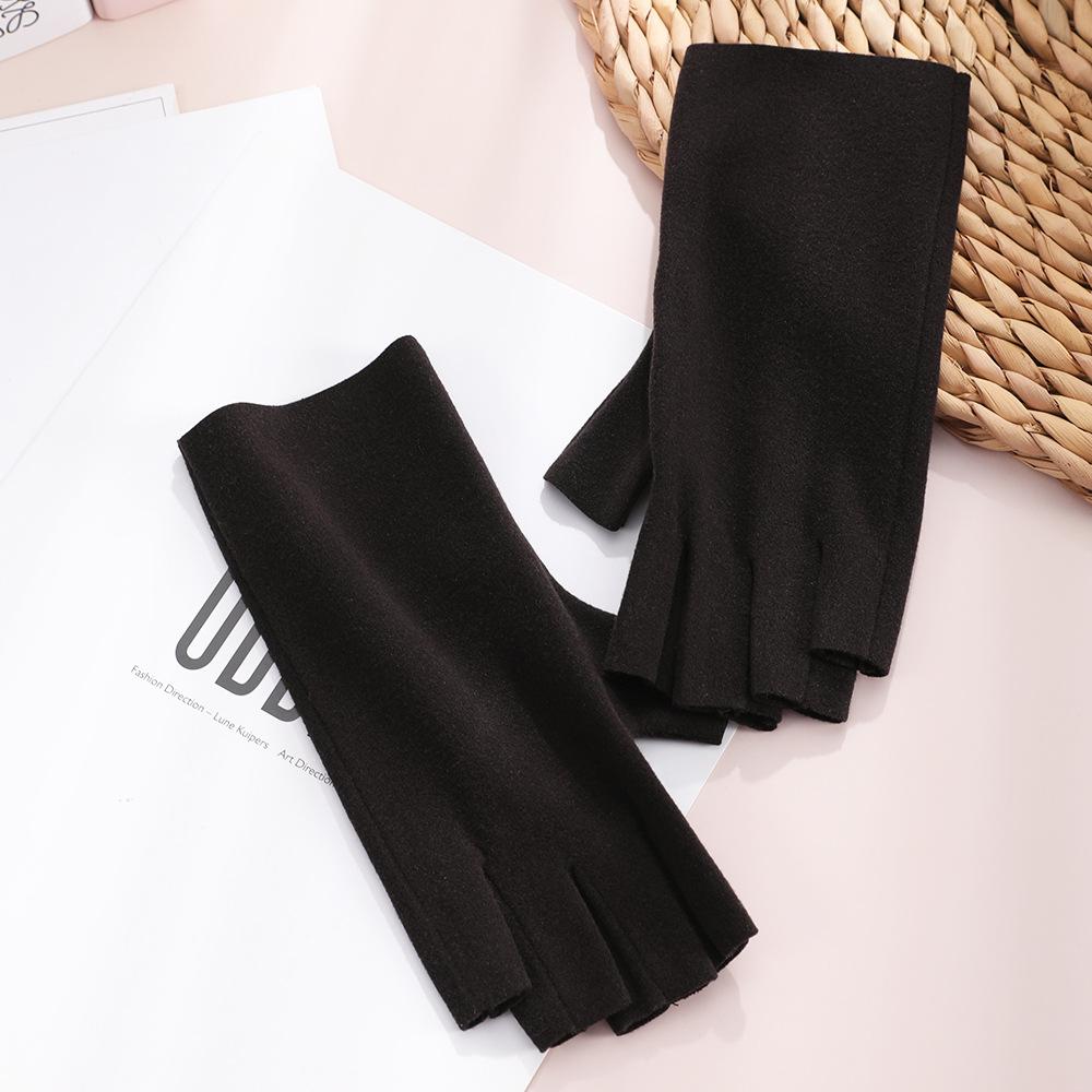 Warm Half Finger Gloves In Autumn and Winter Cold Proof Dew Finger Touch Screen Cute Student Women's Keyboard Five Finger German Velvet Gloves
