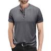 Men's Short Sleeved Shirt Men's 4-button T-shirt Casual Top