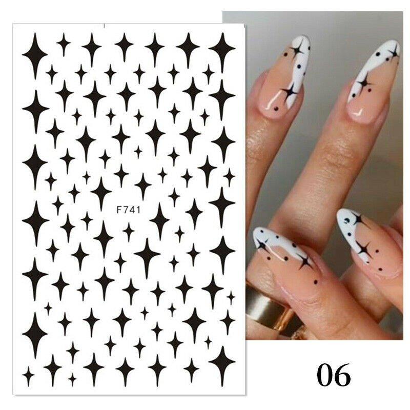 Черный, белый, красный дизайн ногтей маникюр DIY любовь сердце 3D наклейки для ногтей дизайн наклейки