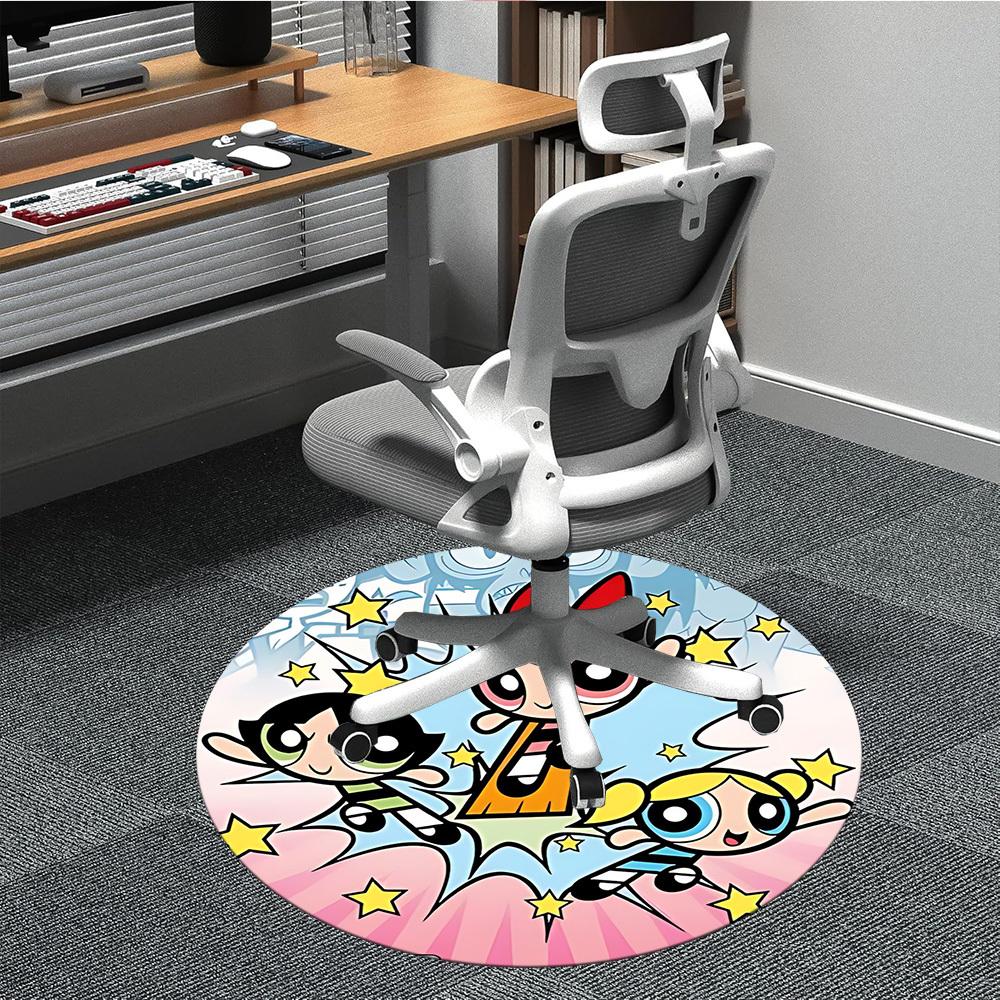 1pc Powerpuff Girls Office Round Area Rug, Under Office Chairs Bedroom Living Room Home Decor, Room Deco, Available in Various Sizes040