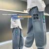 Мальчиковые брюки Мальчиковая одежда Свободные джинсы Модные свободные брюки с прямыми штанинами Весна и осень