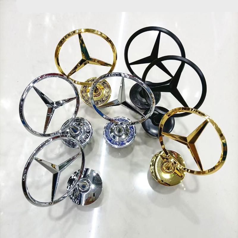 2025 Hot For Benz 1pcs 44mm 3D Metal Blue Chrome Star Bonnet Hood Logo Emblem Badge for Mercedes Benz W202 W203 W204 W208 W210 W