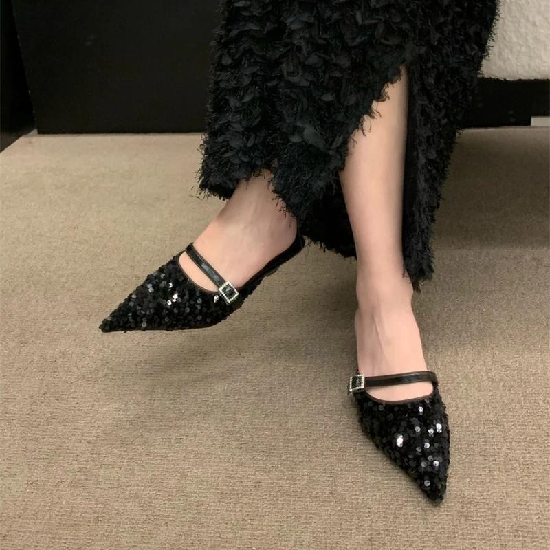 NEW Flat Shoes Female Summer Woman Pantofle Slippers Casual Slides Platform Beach Denim Luxury Soft Fashion Glitter High Heeled