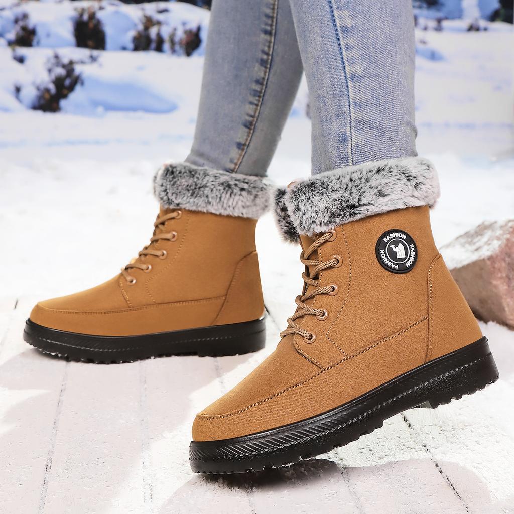 Snow Boots Women's High-top Cotton Boots Cold-proof and Warm Boots Women's Velvet Thickened Cotton Shoes Soft-soled Versatile Boots