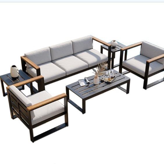 Aluminum Alloy Outdoor Patio Sofa - Sunproof & Waterproof Lounge Furniture for Garden, Terrace, or Office.