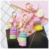Resin Macaron Keychain Cute Bag Ornament Gold Metal Car Keychain (Random Color)