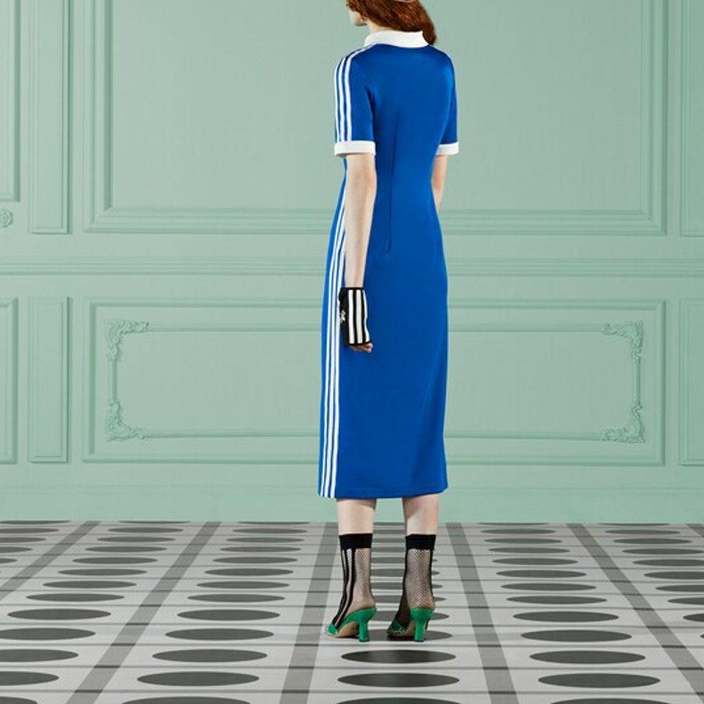 Gucci Платье с коротким рукавом X Adidas Originals FW22 Женское Синее 716446-XJEGU-4153