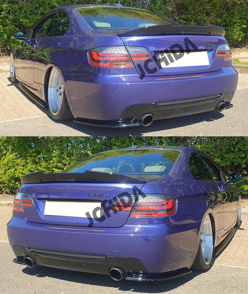 BMW 3 Series E92 PSM Style Carbon Fiber Rear Spoiler - No-Drill Installation Diffuser