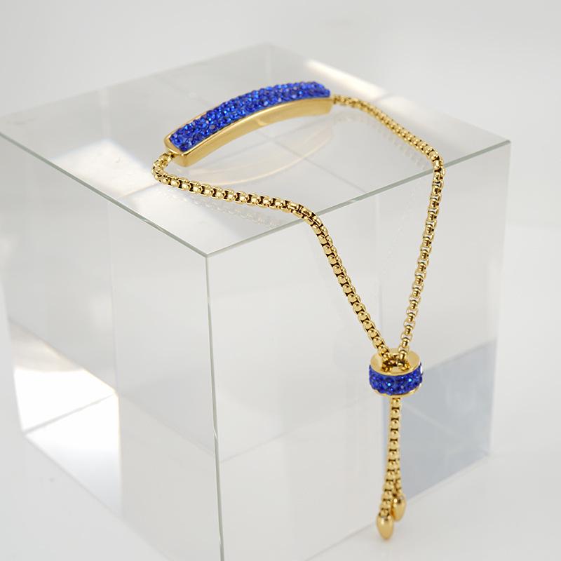 Регулируемый браслет из нержавеющей стали 18 карат с бриллиантами для женщин - Минималистичный многоцветный браслет