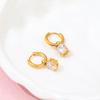 High End 18K Gold Plated PVD Single Round Zirconia Pendant Huggie Earrings Trendy Stainless Steel Fashion Jewelry-