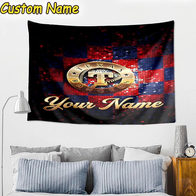 Custom Name Texas Baseball Tapestry Room Decoration Wall Hanging for Living Room Bedroom, dormitory, Birthday and Christmas gifts