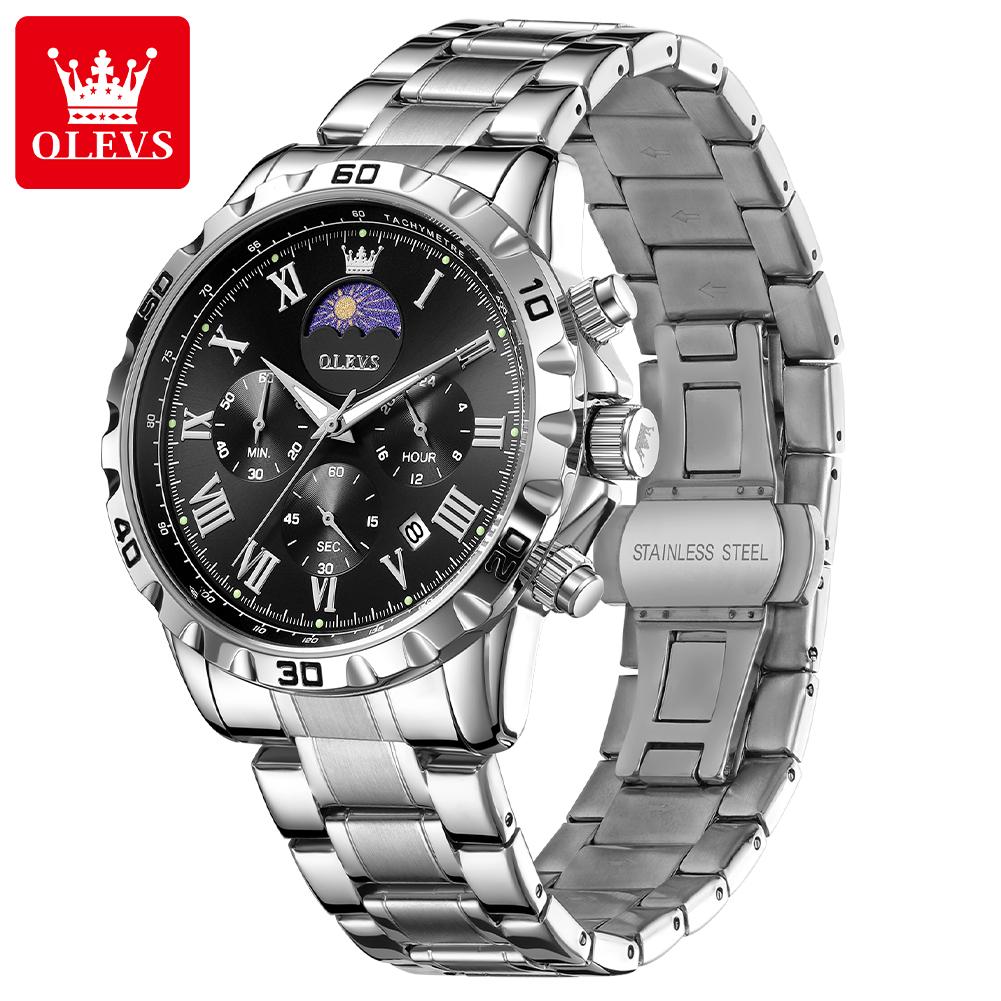 OLEVS Brand Watch Multifunctional Timing Three Eye Quartz Watch Waterproof Men's Watch 2950
