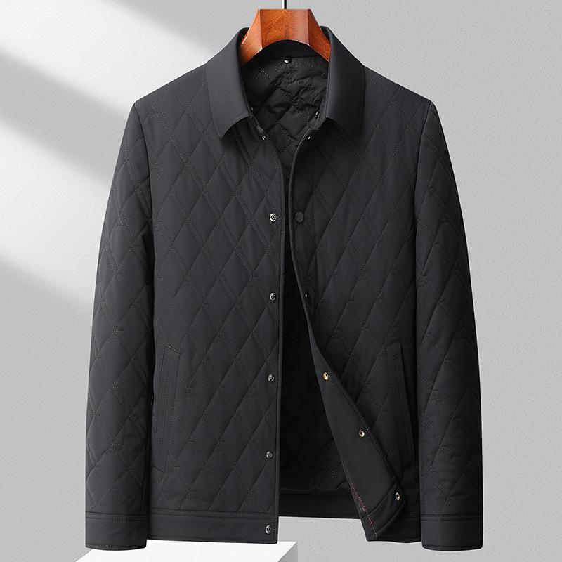 Новые осенние и зимние хлопковые пальто для мужчин с бархатом и утолщенными лацканами для сохранения тепла и повседневного ношения для мужчин среднего и пожилого возраста.