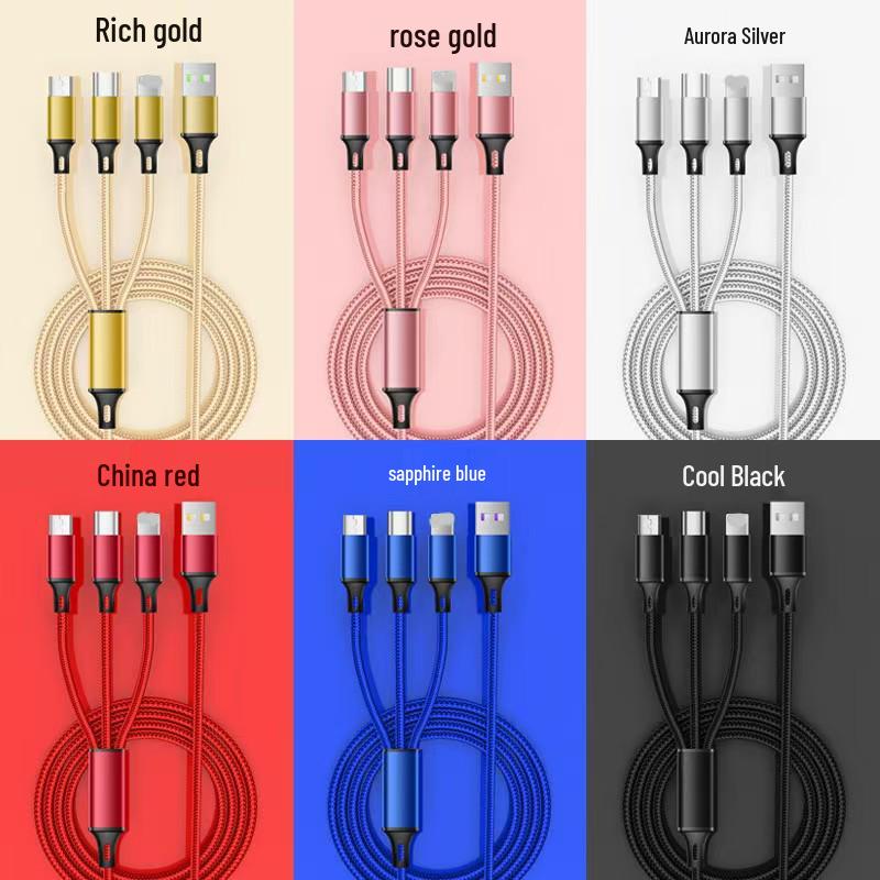 USB-кабель для быстрой зарядки 3-в-1: Совместимо с устройствами Apple, Huawei, Type-C и Android, Универсальное зарядное устройство 3A