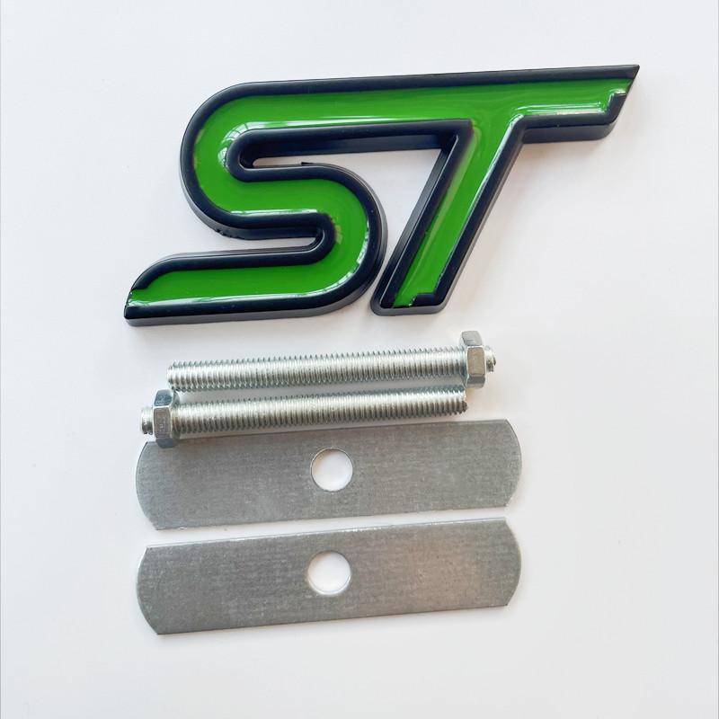 AJF1 3D Metal ST Front Grille Emblem Badge Car Rear Trunk Auto Sticker For Ford Focus Mondeo Fiesta Edge Escort MK2 MK3 MK4 MK5 MK7