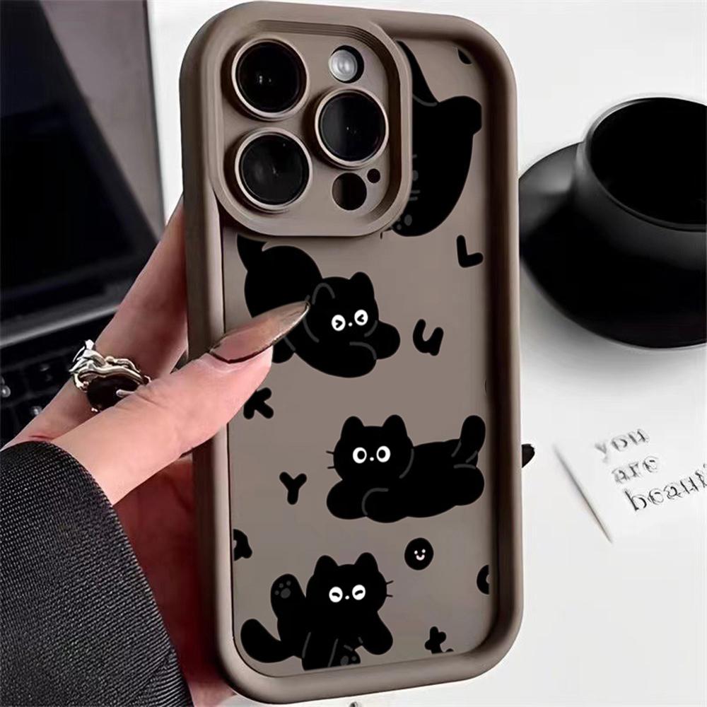 LZ11 cat милый художественный дизайн силиконовый чехол для телефона iPhone 11 13 14 15 16 Pro Max 7 8 16 Plus 12 mini XS Max XR противоударный задний чехол