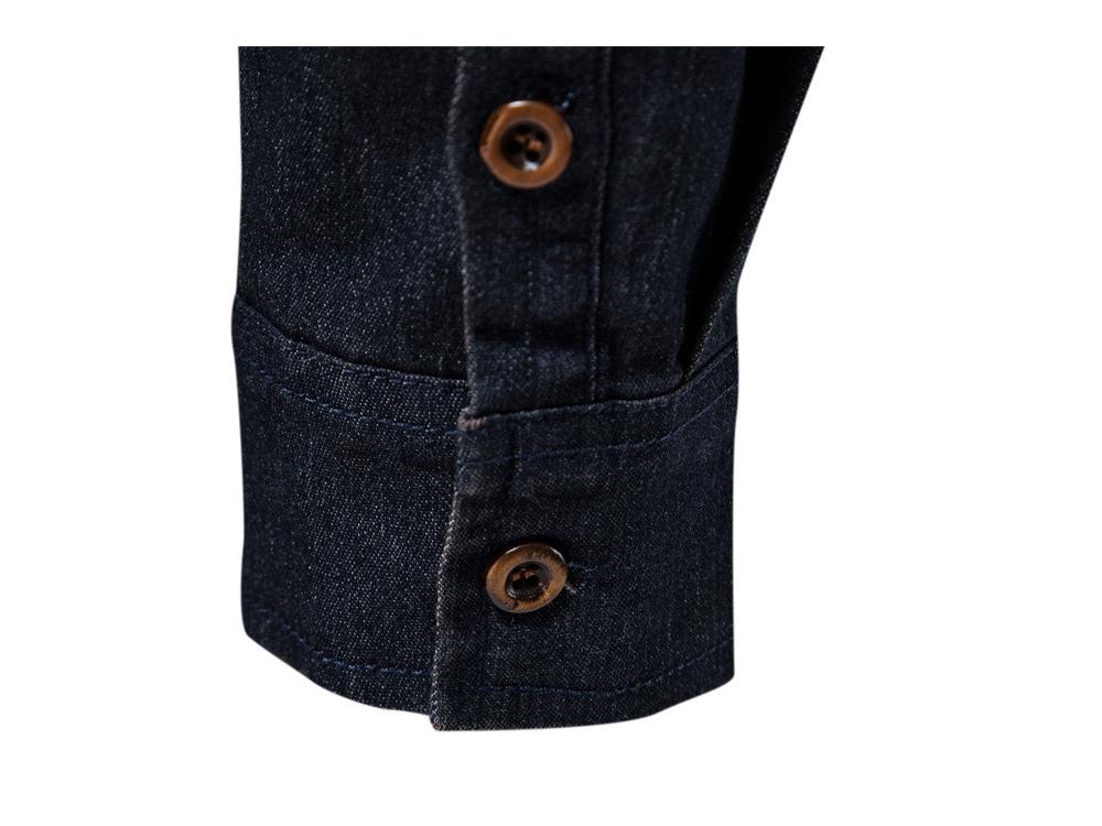 2022 Модная мужская повседневная однотонная немнущаяся джинсовая рубашка с длинным рукавом американского размера