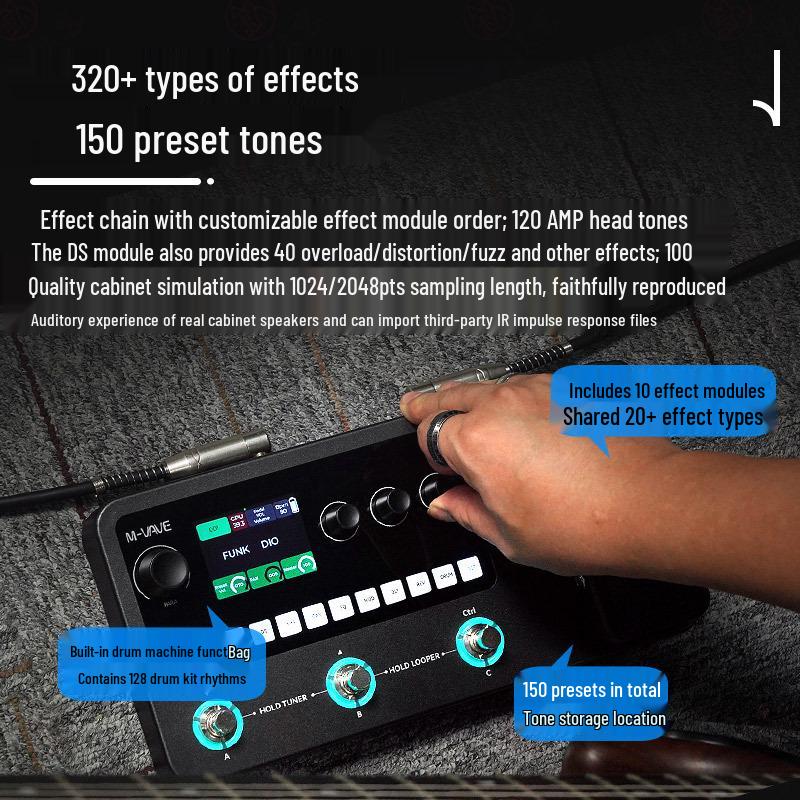 Педаль мультиэффектов M-VAVE MK-20: Электрогитара, Бас-лупер, Звуковая карта, Драм-машина.