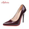 Модные Aphixta Новые 4,72-дюймовые Супер Высокие Туфли-лодочки из Лакированной Кожи Женские Разноцветные Официальные Туфли с Острым Носком Плюс Большой Размер 49 50