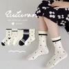 5Pairs 5 Pairs Set Cotton Crew Socks Cotton Material Princess School Socks  School Daily Wear