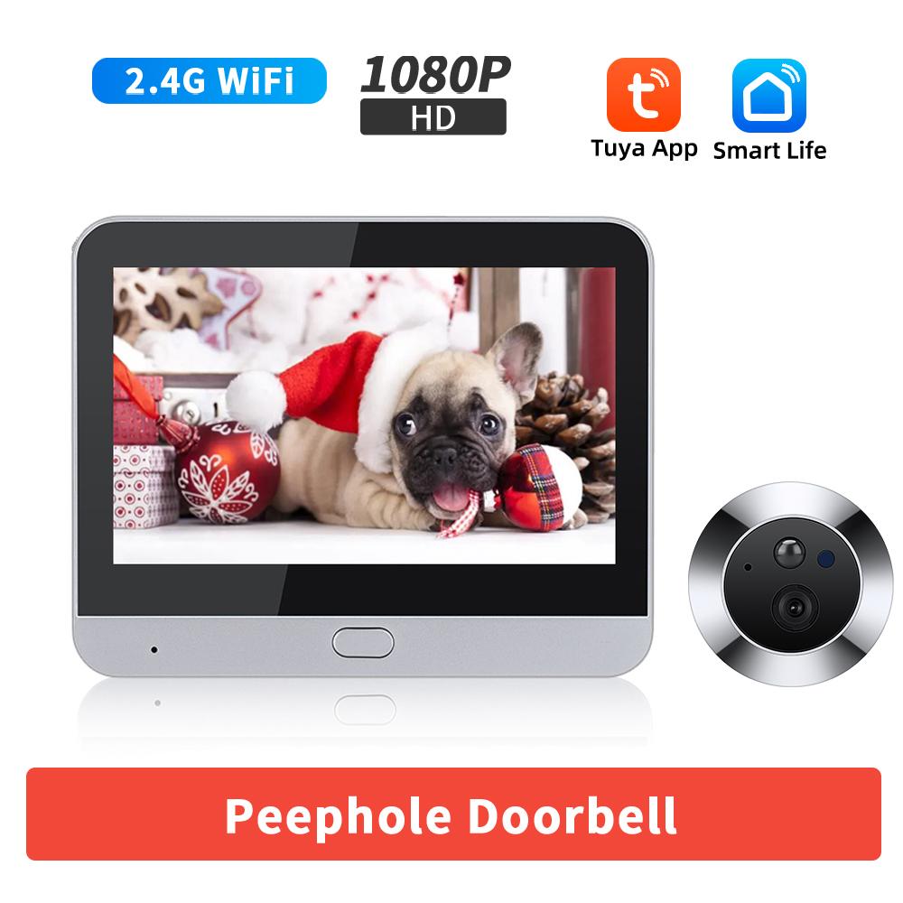 Camluxy Smart Tuya Wi-Fi дверная камера 4,3 дюйма 1080P глазок дверной звонок 5000 мАч PIR сигнализация движения цифровой дверной телезритель Alexa